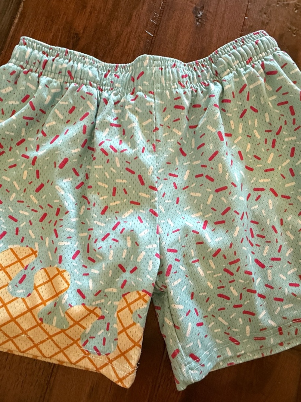 Kids Aqua Ice Cream Cone Print Shorts